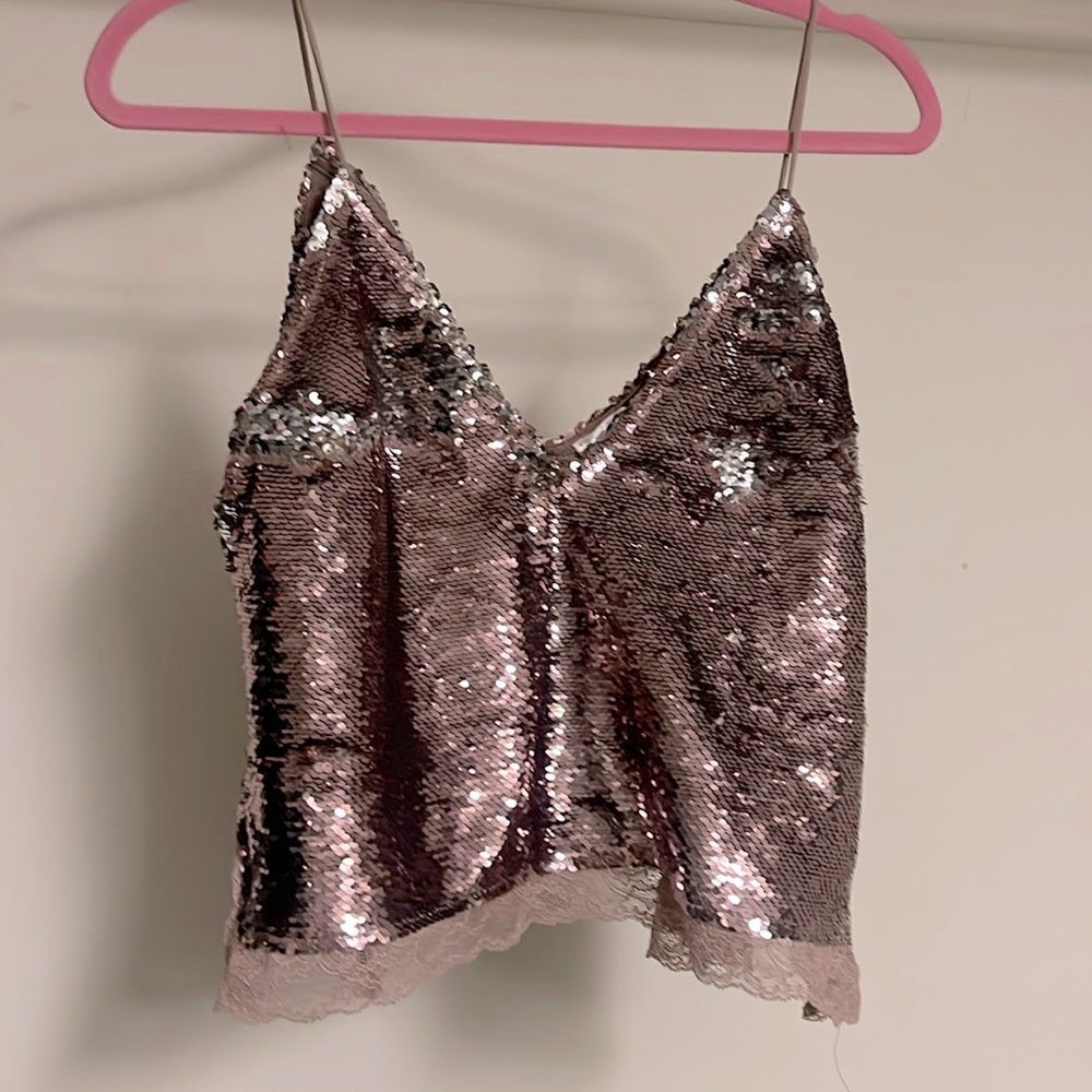Intimately Free People Pink Sequin Top